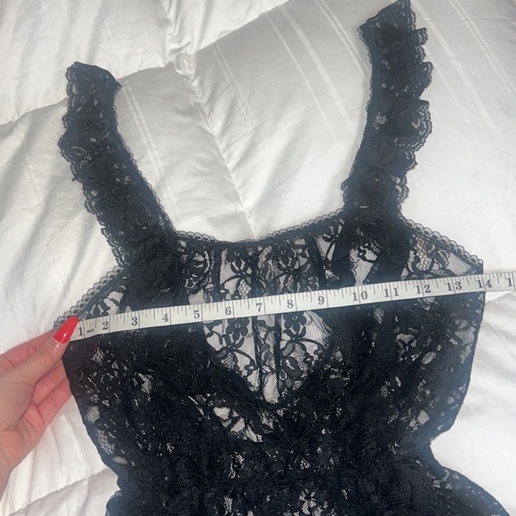 Vintage 1960’s Juliana Black Sheer Lace Ruffle High Cut Teddy Bodysuit, small - Picture 5 of 11